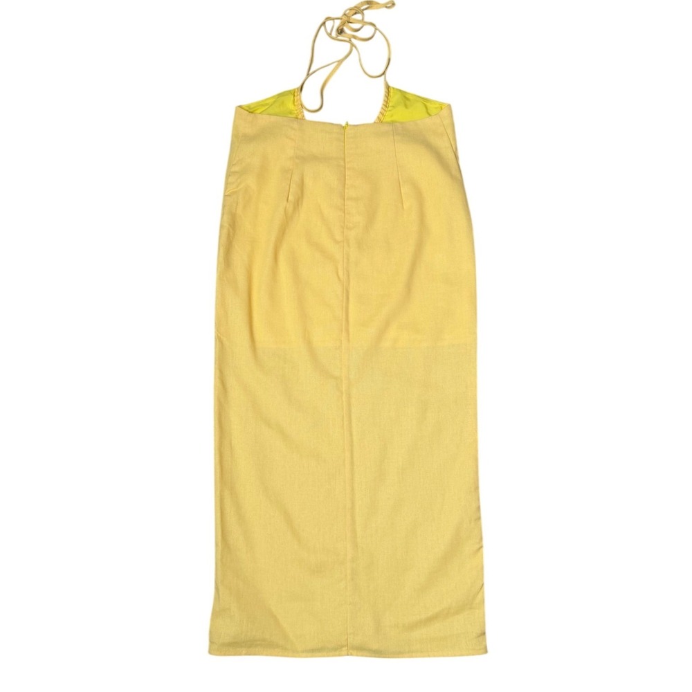 Shein Halter Neck Midi Sun Dress Yellow Womens Size S